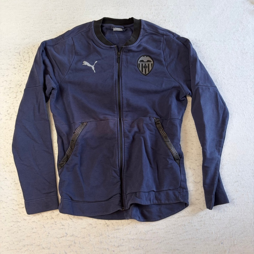 Puma Valencia CF Full Zip Jacket Mens Large Blue Soccer Football Training Bomber